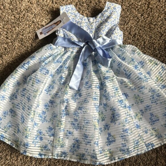 Jona Michelle Dress Size 2 NEW Flowers Blue Easter - Picture 5 of 7